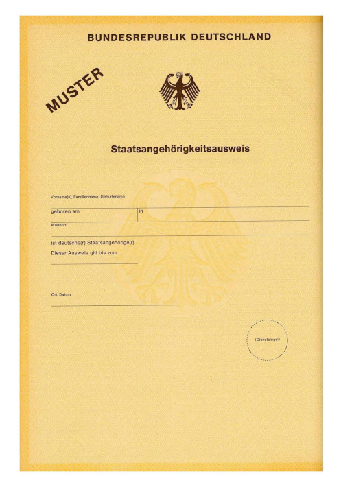 Staatsangehörigkeitsausweis Muster